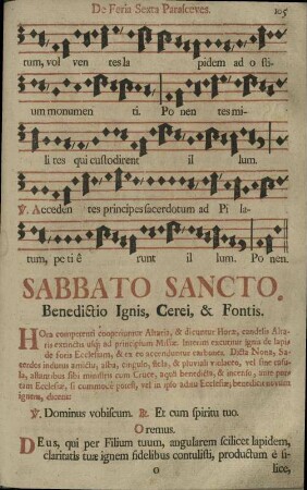 Sabbato Sancto. Benedictio Ignis, Cerei & Fontis.