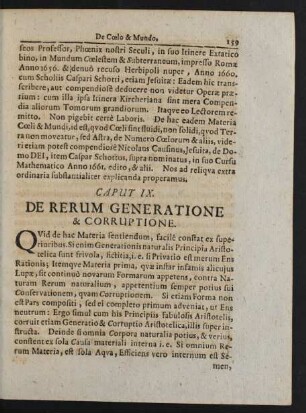 Caput IX. De Rerum Generatione & Corruptione.