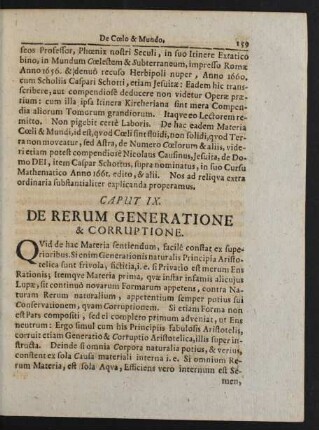 Caput IX. De Rerum Generatione & Corruptione.