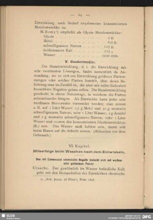 VI. Kapitel - Misserfolge beim Waschen nach dem Entwickeln