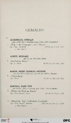 Gemälde (Nr. 1-118)