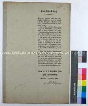Postordnung für Reisende für das Kaiserreich Österreich