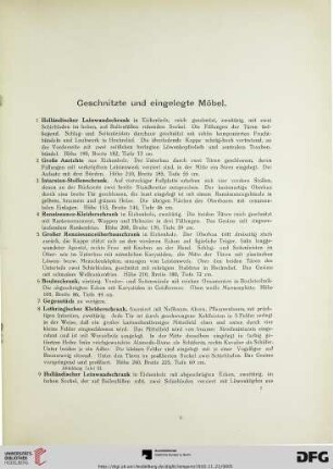 Geschnitzte und eingelegte Möbel (Nr. 1-132a)