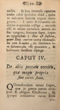 Caput IV. De aliis peccatis occultis, quæ magis propria sunt cuivis statui.