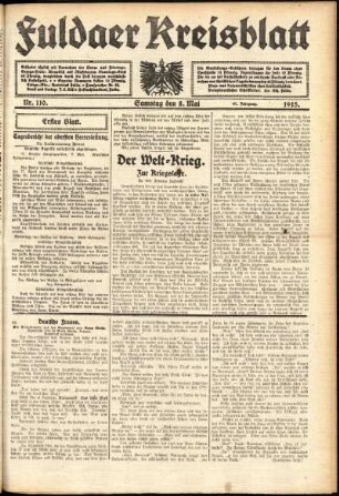 Ausgabe vom Samstag, den 08. Mai 1915.