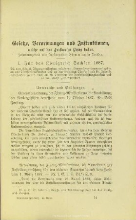 III. Gesetze, Verordnungen und Instruktionen, welche auf das Forstwesen Bezug haben.