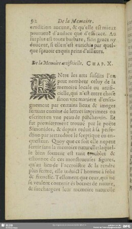 De la Memoire artificielle. Chap. X.