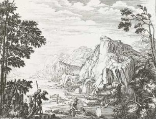 Prospect in Istria, gezeichnet am Golfo Carnero : Küsel n. Baur: Unterschiedl. Schiffe, Stich