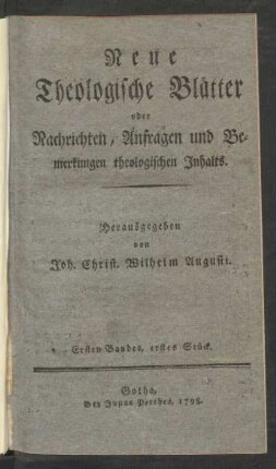 Ersten Bandes, Erstes Stück