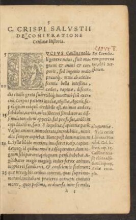 C. Crispi Salustii De Coniuratione Catiliae Historia.