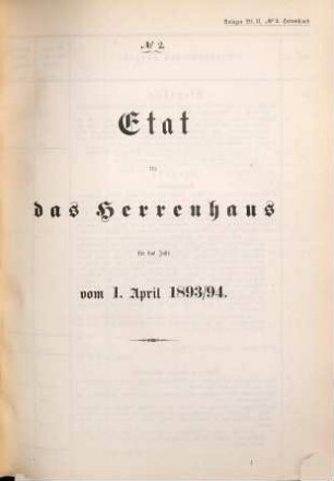 Staatshaushaltsplan : für d. Rechnungsjahr .... 1893/94, Bd. 2