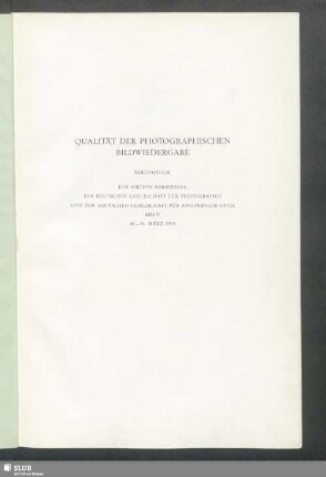 Qualität der photographischen Bildwiedergabe