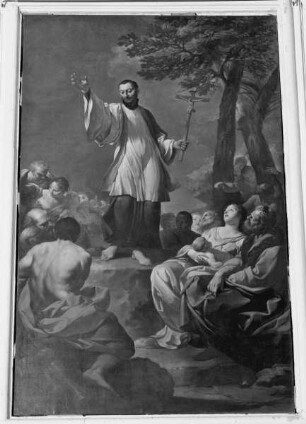 Der heilige Francesco Saverio beim Predigen in Indien