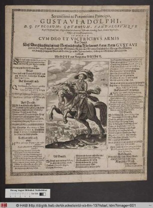 Serenissimi ac Potentissimi Principis, Gustavi Adolphi, D.G. Suecorum, Gothorum, Vandalorumque Regis ... Symbolon Cum Deo Et Victricibus Armis
