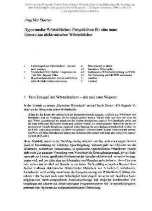 Hypermedia-Wörterbücher: Perspektiven für eine neue Generation elektronischer Wörterbücher