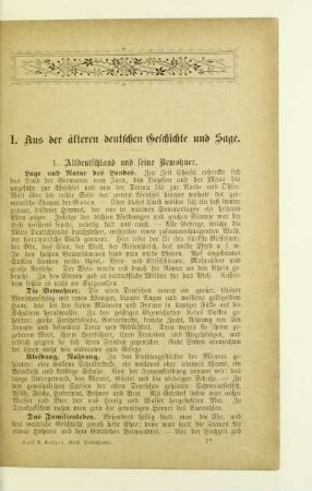 I. Aus der älteren deutschen Geschichte und Sage