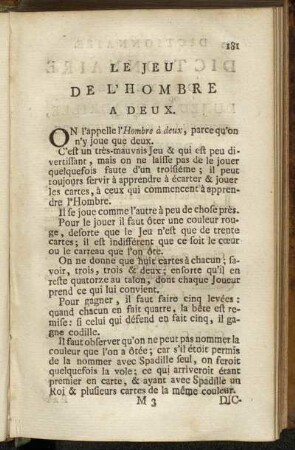 Le Jeu de L´Hombre a Deux.