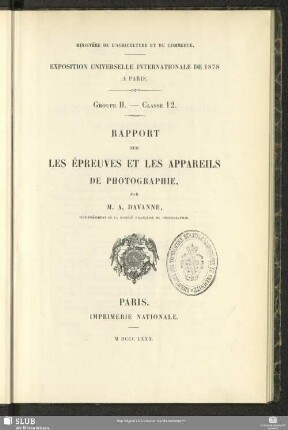 Rapport sur les épreuves et les appareils de photographie