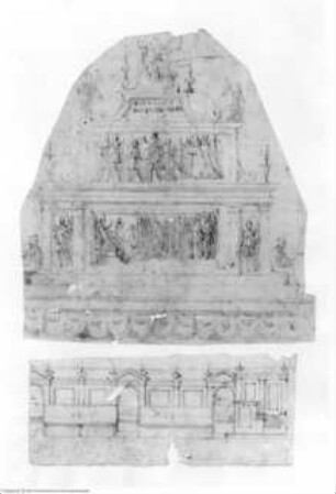 Sammlung des Pier Leone Ghezzi, Folio 65 recto, Folio 65 recto B: Entwurf für ein Chorgestühl in Santo Stefano dei Cavalieri, Pisa