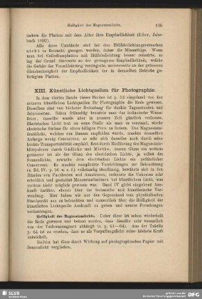 XIII. Künstliche Lichtquellen für Photographie