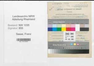 Entnazifizierung Franz Sasse , geb. 15.07.1901 (Markscheider)