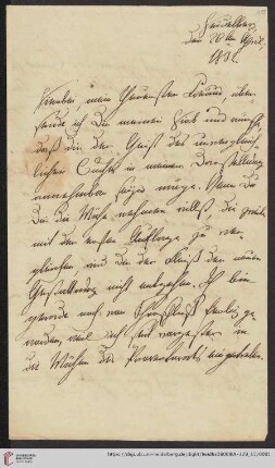 Korrespondenz Friedrich Wilhelm Umbreit / Carl Ullmann: Brief von Friedrich Wilhelm Carl Umbreit an Carl Ullmann