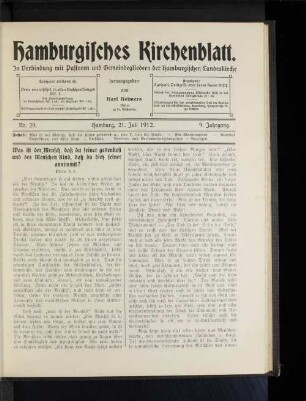 Nr. 29. Hamburg, 21. Juli 1912. 9. Jahrgang.