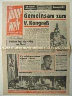 Propagandazeitung der FDJ der DDR für die Jugend in der Bundesrepublik u.a. zum V. Arbeiterjugendkongress