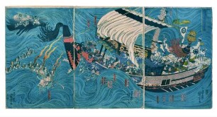 Die Geisterarmee der Heike erscheint in der Daimotsu-Bucht von Sesshū