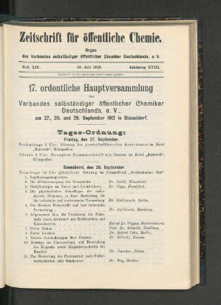 Zeft XIV. 30. Juli 1912. Jahrgang XVIII.