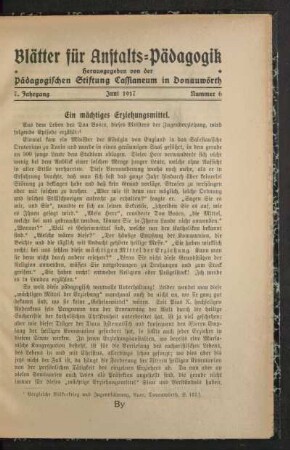 ¬Ein¬ mächtiges Erziehungsmittel
