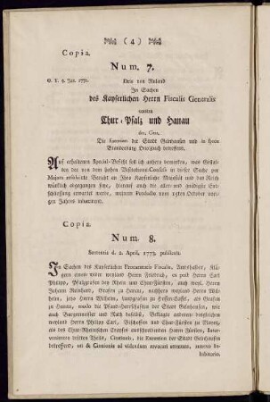 Copia. Num. 8. Sententia d. 2. April. 1773. publicata.