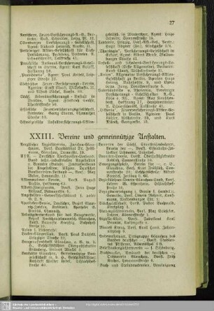 XXIII. Vereine und gemeinnützige Anstalten
