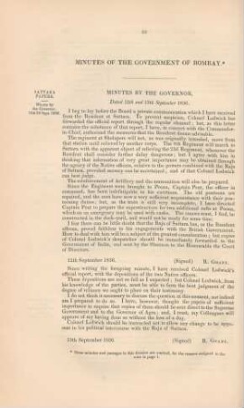 Minutes of the Government of Bombay