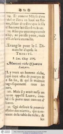 L'Evangile pour le I. Dimanche d'aprés la Trinité