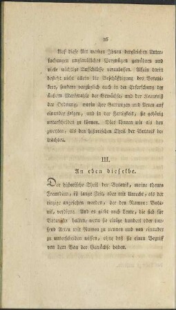 III. An eben dieselbe.