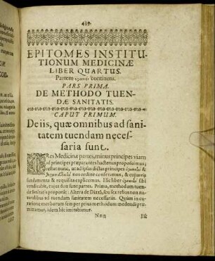 Pars Prima. De Methodo Tuendæ Sanitatis.