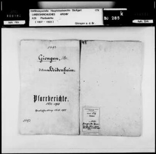 Giengen/Brenz: Pfarrberichte und Pfarrbeschreibungen