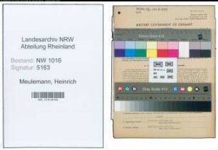 Entnazifizierung Heinrich Meulemann , geb. 21.04.1877 (Autohaendler)