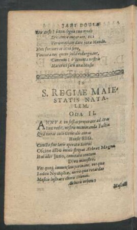 In S. Regiae Maiestatis Natalem. Oda II.