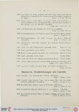Miniaturen, Handzeichnungen und Gemälde (Nr. 1039-1200)