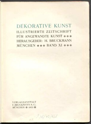 Dekorative Kunst : illustrierte Zeitschrift für angewandte Kunst. 11, 11. 1903