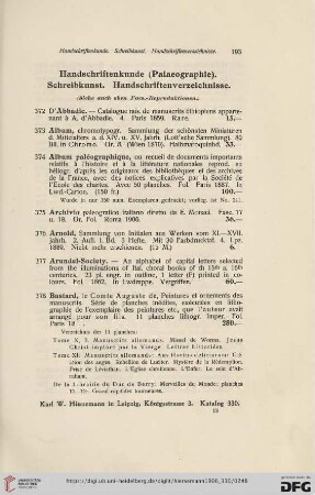 Handschriftenkunde (Palaeographie). Schreibkunst. Handschriftenverzeichnisse (Nr. 372 - 469)