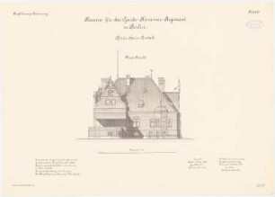Kaserne des Garde-Kürassier-Regiments und des Königin-Augusta-Garde-Grenadier-Regiments Nr. 4, Berlin: Königin-Augusta-Garde-Grenadier-Regiments Nr. 4, Offizier-Speiseanstalt: Nordansicht 1:100