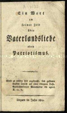 Vaterlandsliebe oder Patriotismus