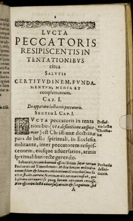 Cap. I. De apparatu luctantis peccatoris.