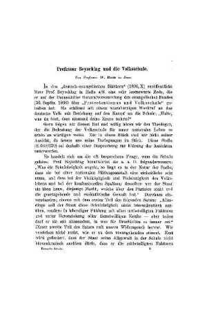 Professor Beyschlag und die Volksschule