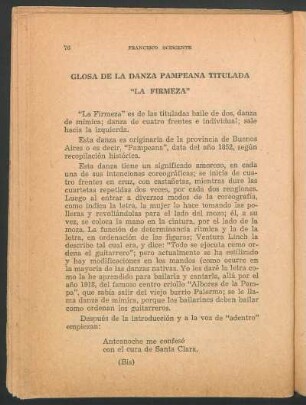 Glosa de la danza pampeana titulada "la firmeza"