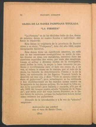 Glosa de la danza pampeana titulada "la firmeza"