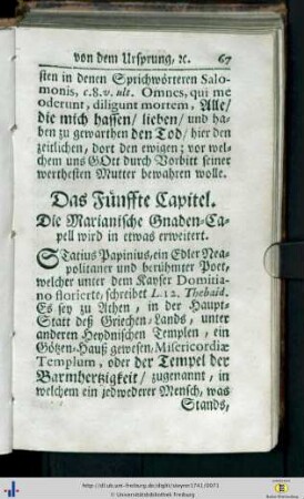 Das Fünffte Capitel